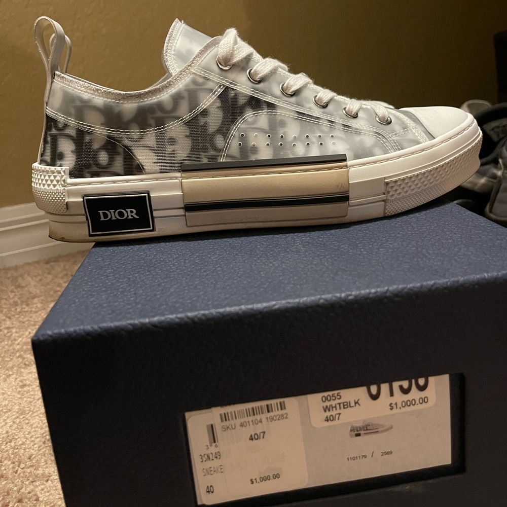 Slightly used Dior shoes clear/white/black
